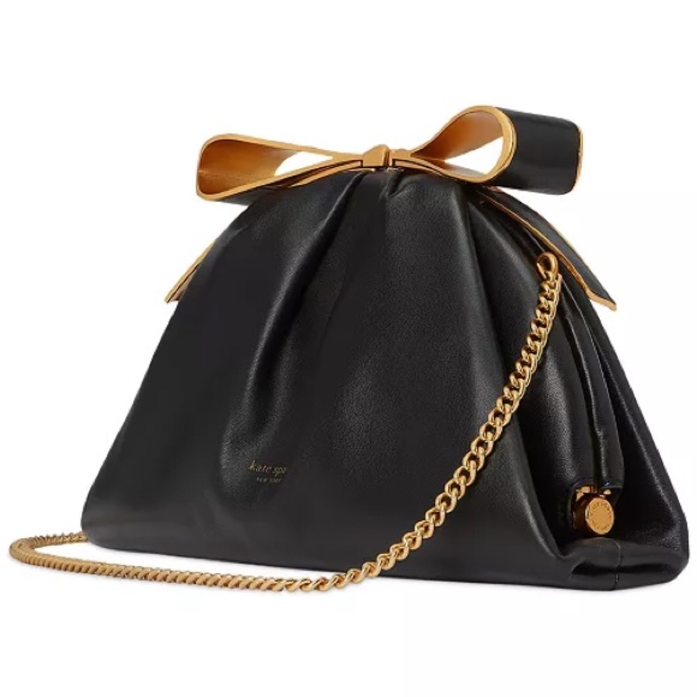 NWT Kate Spade Black Bow Frame Clutch